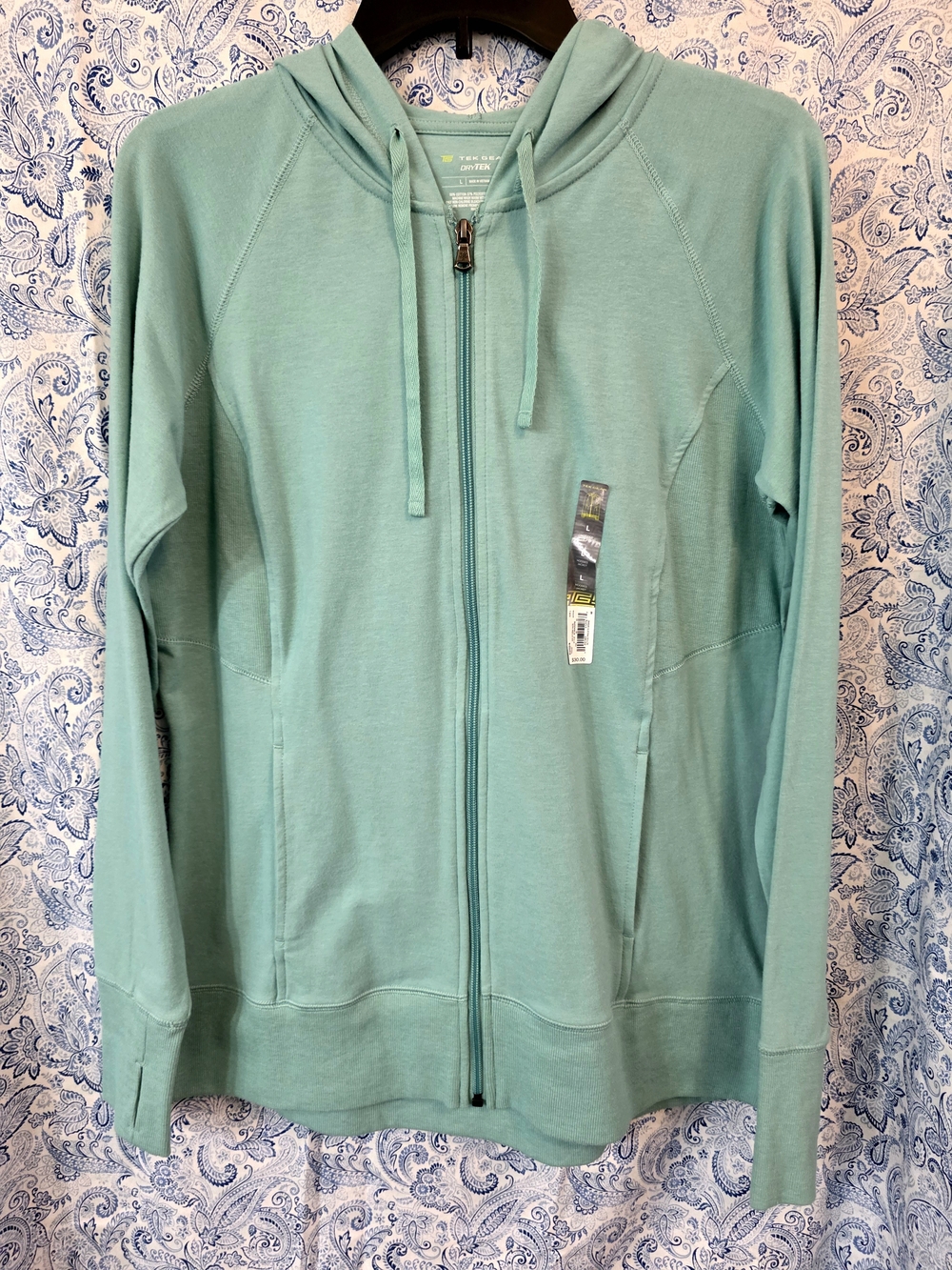 Tek Gear For Women Light Teal Zip-Up Hoodie Size Large - NWT